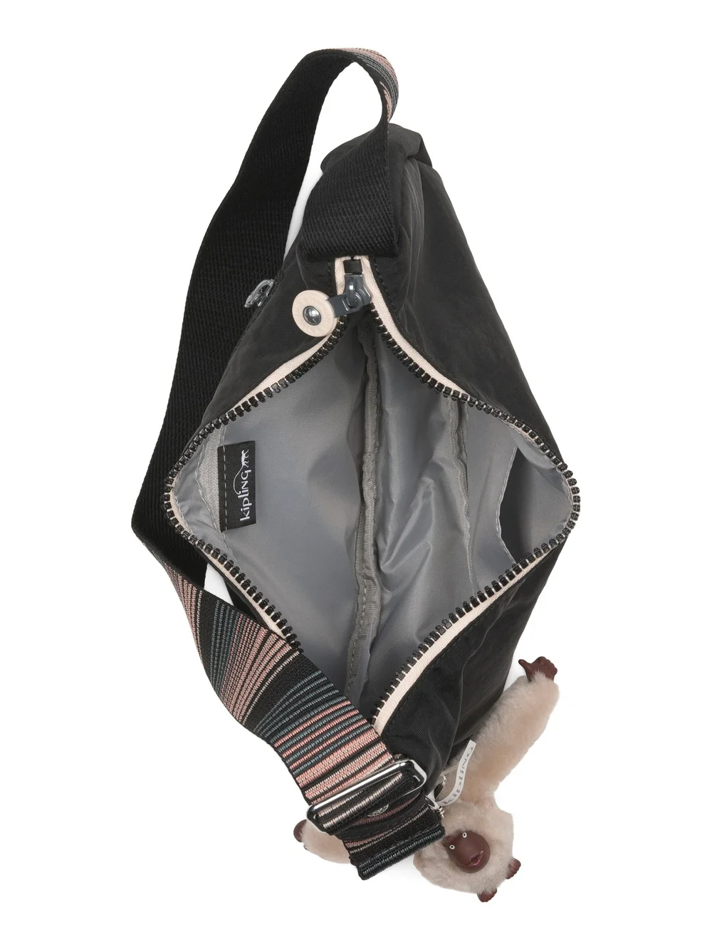 Kipling Black Crossbody Bag with Plush Keychain